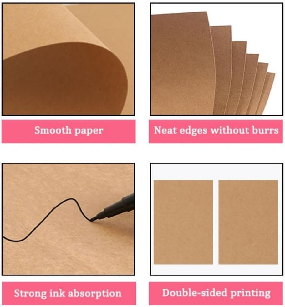 30 Sheets A4 Brown Kraft Cardstock Art Cover Paper for DIY Projects and Crafts - Thick 250Gsm Cardstock for Printing Drawing Invitation Making, Laser and Inkjet Printer Compatible image number 3