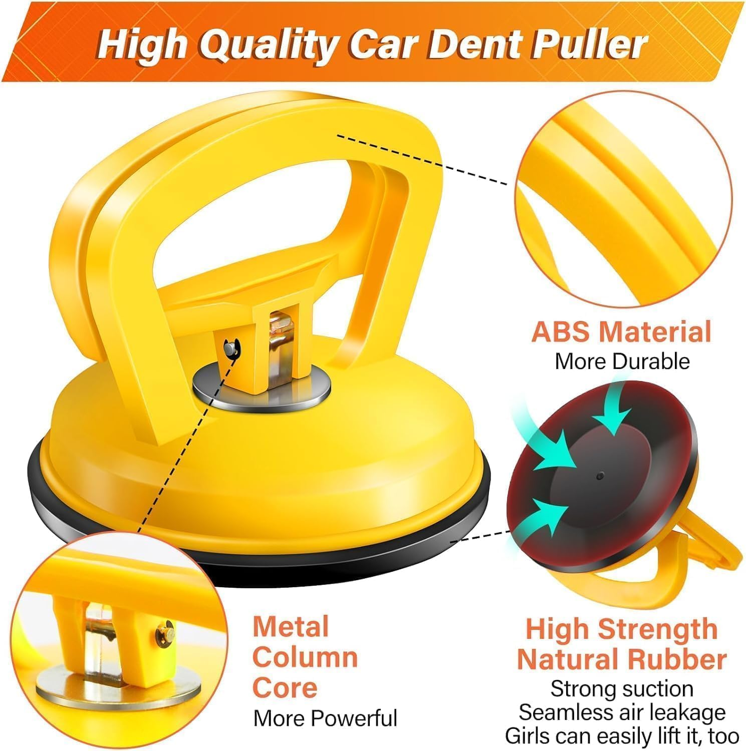 Dent Puller,3 Pack Car Dent Puller Car Dent Removal Kit Suction Cup Dent Puller Dent Remover Tool and Dent Repair Kit for Cars Body,Glass,Screen,Tiles Lifting,Objects Moving (Yellow+Black)