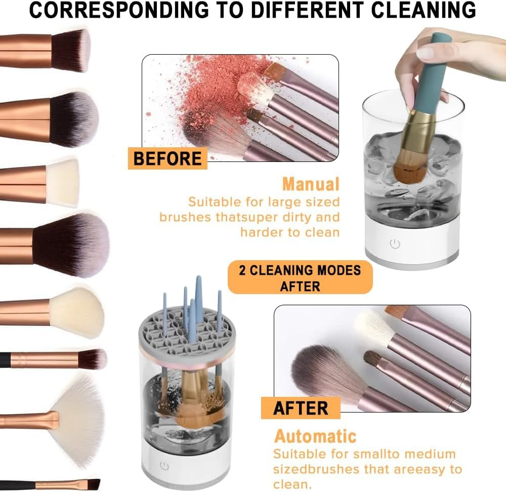Electric Makeup Brush Cleaner, Yakiter USB Makeup Brush Cleaner, Hand Free Make up Brush Cleaner Set for Cleaning and Drying,Make up Brush Tool for All Sizes(White) image number 4