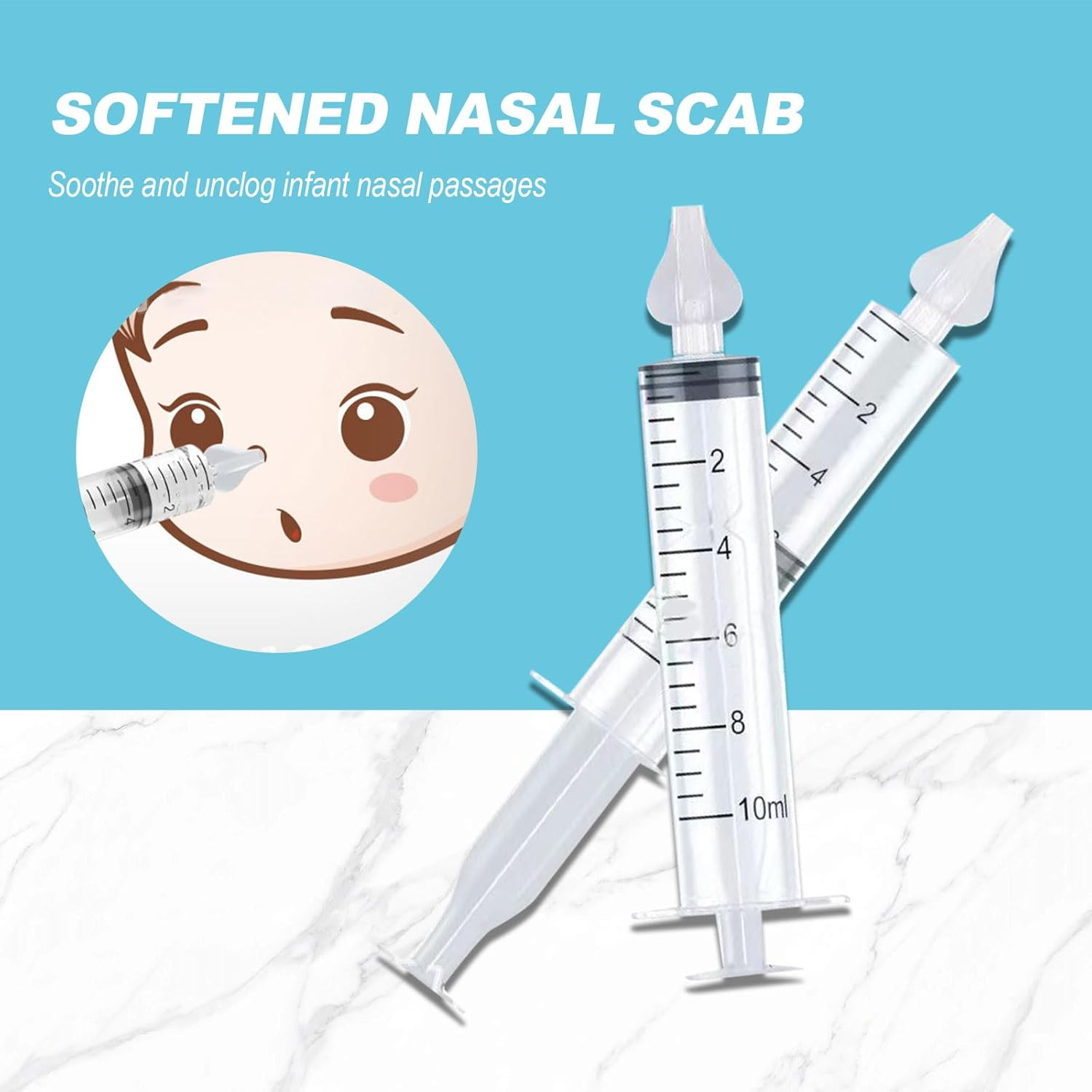 Nasal Aspirator, Baby Nasal Syringe, Portable Baby Nose 10Mlsaline Nasal Spray, Safe and Comfortable Nasal Douche, Professional Syringe for Baby Nasal Irrigator image number 3