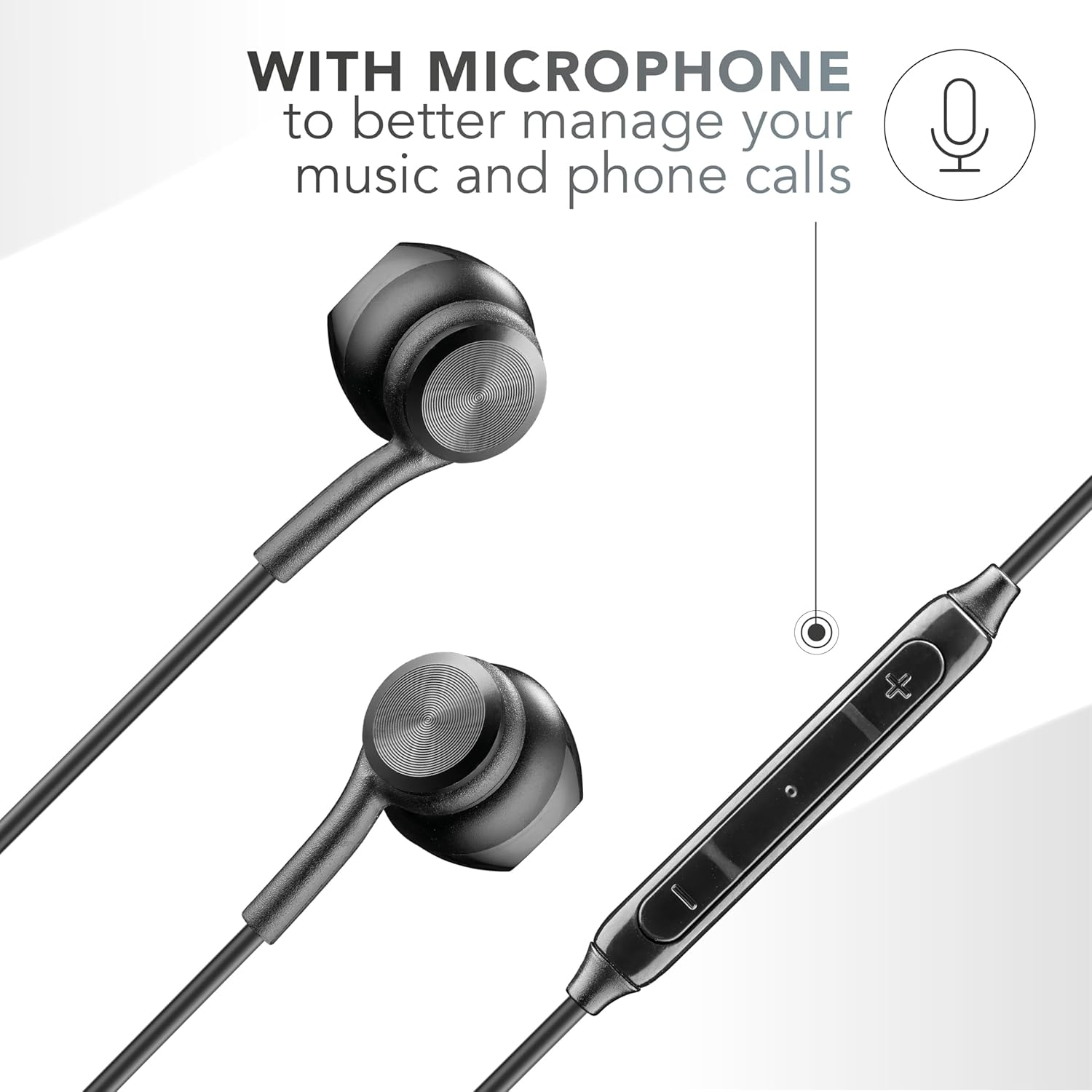 Music Sound - Capsule Headphones - Headphones with Cable and Microphone - USB-C Compatibility - Metal Details - Colour Black image number 4