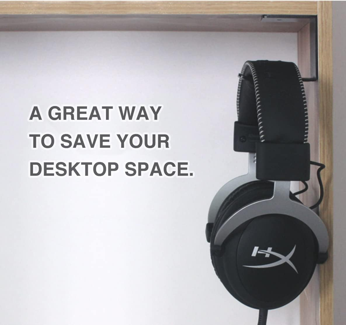 Aluminum Under-Desk Headphone Hook 2 Pack, with Strong Adhesive VHB Tape, Holds 5 Lbs (Black)