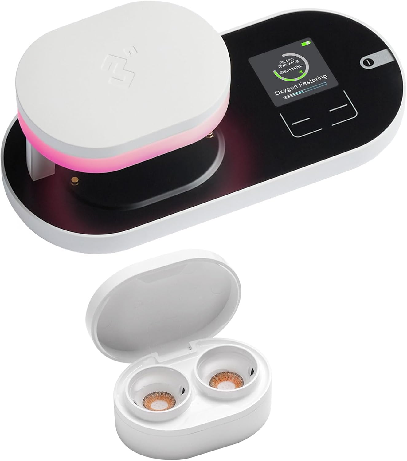 3N Reo2 Contact Lens Cleaner, Electrophoresis Technology, FDA 510K Approval, with Mirror and Tweezer, Deep Clean Daily Disposable, Weekly and Monthly Lens, Advanced Contact Lens Care Solution (White) image number 1