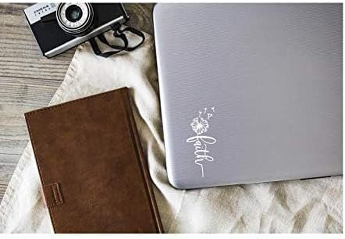 Faith Dandelion Coffee Vinyl Decal | White | Made in USA by Foxtail Decals | for Car Windows, Tablets, Laptops, Water Bottles, Etc. | 2.1 X 4.5 Inch image number 6
