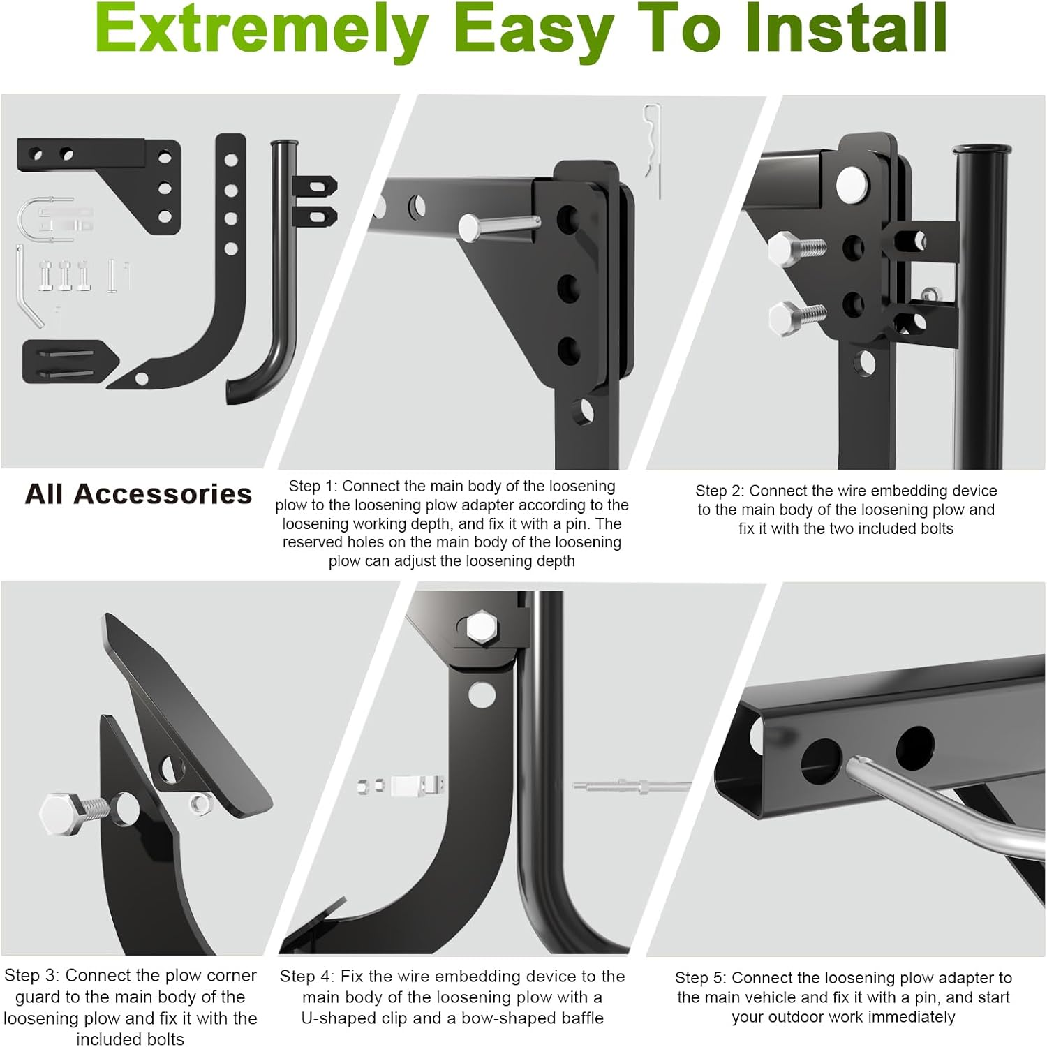 Pipe Layer Attachment and Hitch Mounted Trencher Two-In-One Set, Updated 1.37" Lexible Pipe Layer Fits Any 3-Point Ripper Hitch Lawn Subsoiler for ATV UTV Tractor image number 4