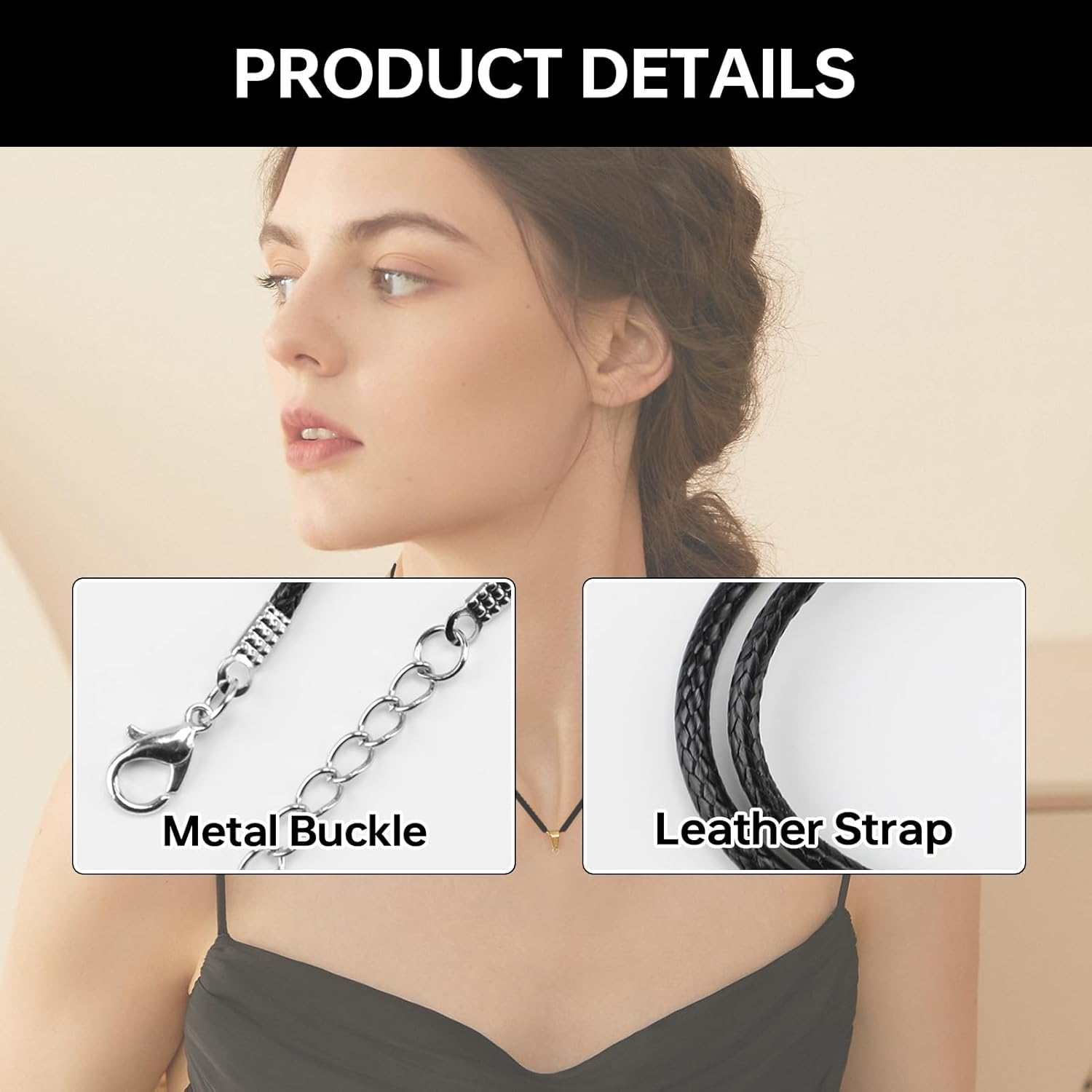 10Pcs Necklace Cord, 2Mm Black Leather Adjustable Necklace Waxed Cord with Lobster Clasp, Soft Rope Long Chain Ropes Wax Rope Chain Braided String Fine for DIY Pendant Making Bracelet Necklaces image number 1