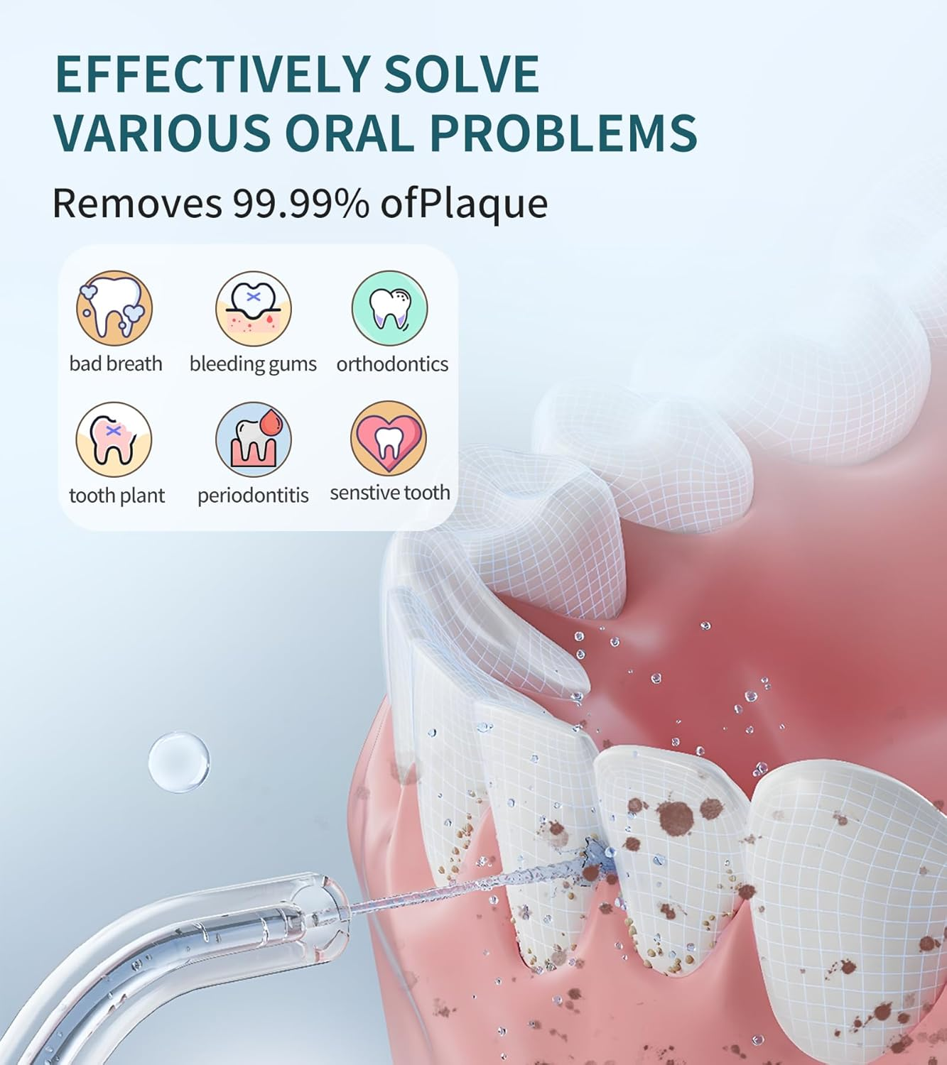 Water Dental Flosser,Water Dental Flosser Pick for Teeth,4 Modes Rechargeable Cordless Oral Irrigator 350Ml Water Tank Teeth Cleaner IPX7 Waterproof. White image number 6