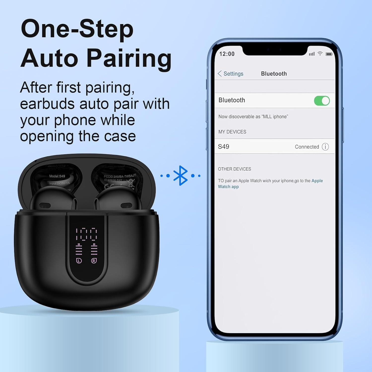 Samsung Earbuds,Wireless Bluetooth Headphones for Samsung Galaxy S25 Edge/S25 Ultra/S24 FE/S23/S22/S21/A16 5G/Z Flip7/Fold7, 60H Ear Buds Noise Canceling IPX7 Waterproof LED Earphones for Iphone 16E image number 4