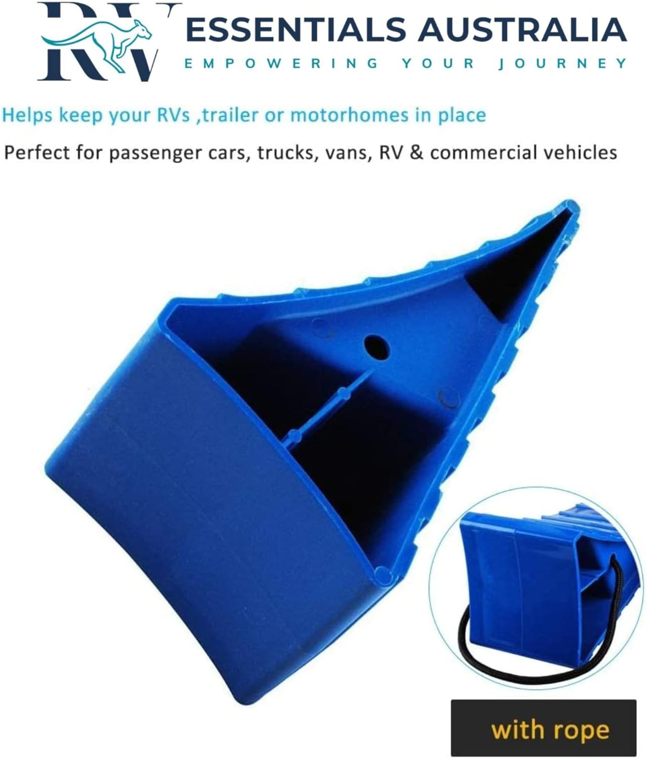 Wheel Chocks with Rope Coachworks Wheels RV Camper Strong Safety-Car Chocks, Tire Chocks, Trailer Solid Heavy Duty Wheel Chocks, Caravan Jockey Wheel Chock, Jockey Wheel Dock image number 4