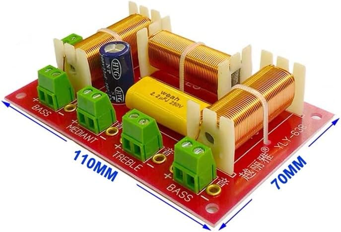 HOOCI 2PCS 3 Way 200W Dual Bass Speaker Frequency Divider Home Theater Hifi Stereo DIY Audio Crossover Filters image number 4