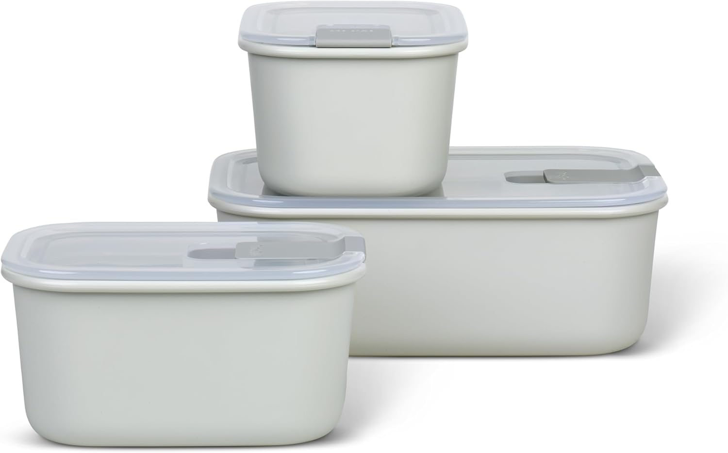Mepal Easyclip Storage Box Set of 3 (2X450Ml + 1000Ml) &ndash; Nordic White, Bpa-Free Leakproof Food Containers, Microwave Steam Vent Lid, Freezer & Dishwasher Safe, Stackable, Made in Holland