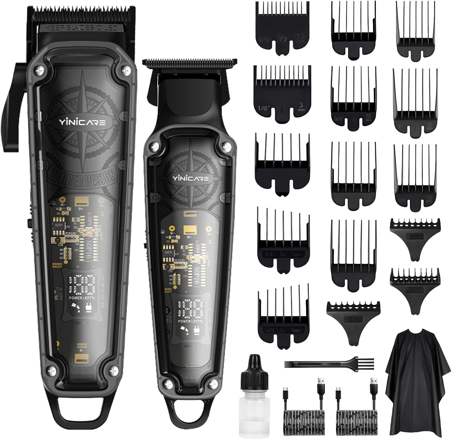 Yinicare Hair Clippers for Men Barber Kit Professional Cordless Electric Hair Cutting Set with Pomade Hair Clipper, Zero Gap T-Blade Trimmer, Guards for Mens Haircut (Hair Clippers Set) image number 1