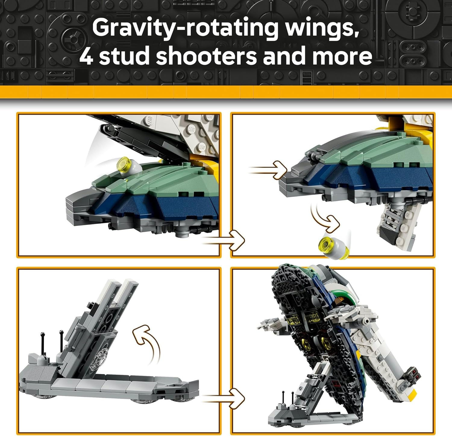 LEGO&reg; Star Wars: Attack of the Clones&trade; Jango Fett&rsquo;S Starship 75433 Building Toy for Boys, Girls and Any Fans, Buildable Vehicle, Bounty Hunter Characters, Fantasy Decor, Toy Idea for Kids image number 5