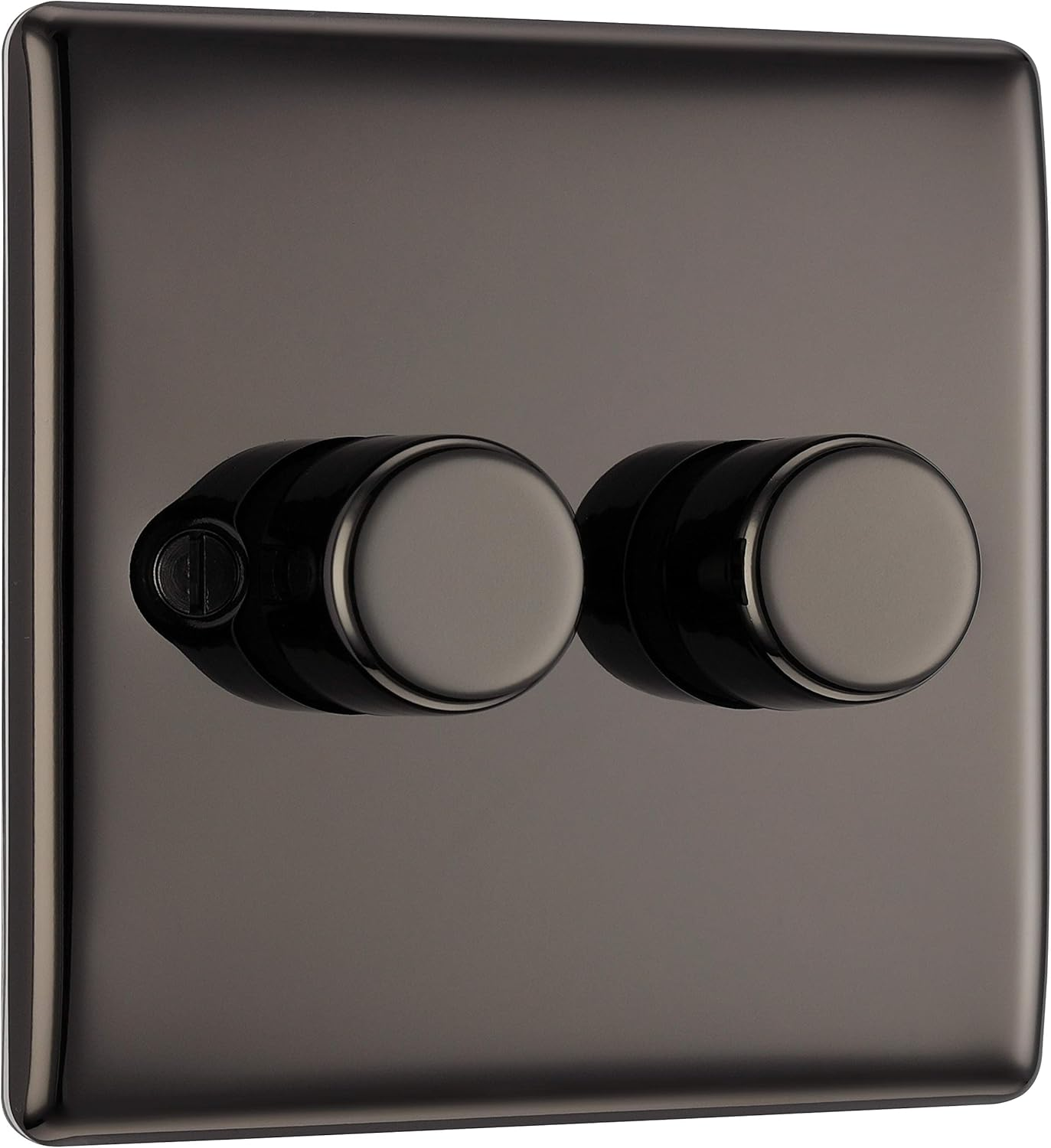 BG Electrical Intelligent Double Wall Dimmer Switch, 2 Way, Raised Profile, round Edges, Nexus Metal, Black Nickel, 200W, NBN82 image number 4