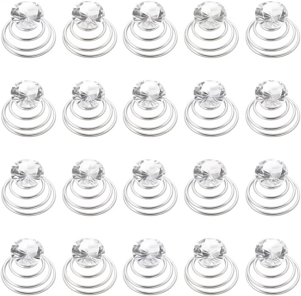 SOFPLATE Pack of 60 Rhinestone Hair Pins with Diamonds Spiral Shape Feather Artificial Glitter Sparkling Gemstone Hair Pin for Wedding Bridal Prom Christmas Party Guest Gift Fra image number 4