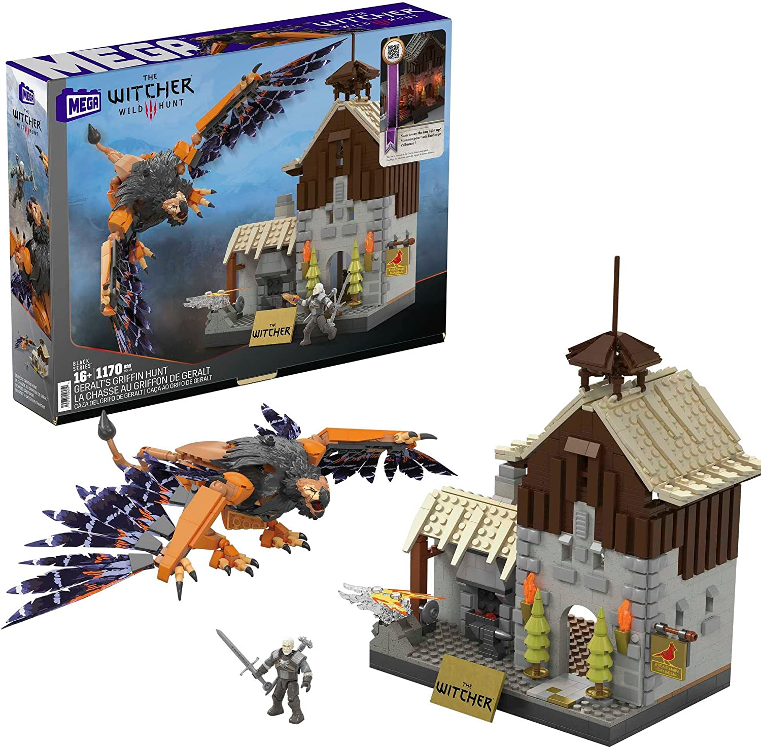 MEGA the Witcher Building Toys for Adults, Geralt'S Griffin Hunt with 1170 Pieces, 1 Micro Action Figure and Accessories, for Collectors image number 1