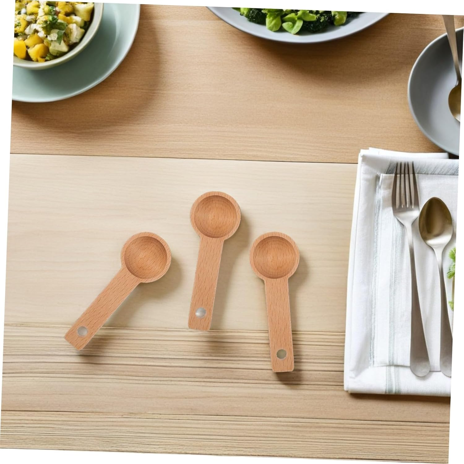 Ciieeo 4Pcs Wooden Measuring Spoon for Coffee Beans Tea Home Kitchen Use Wood Measuring Spoons