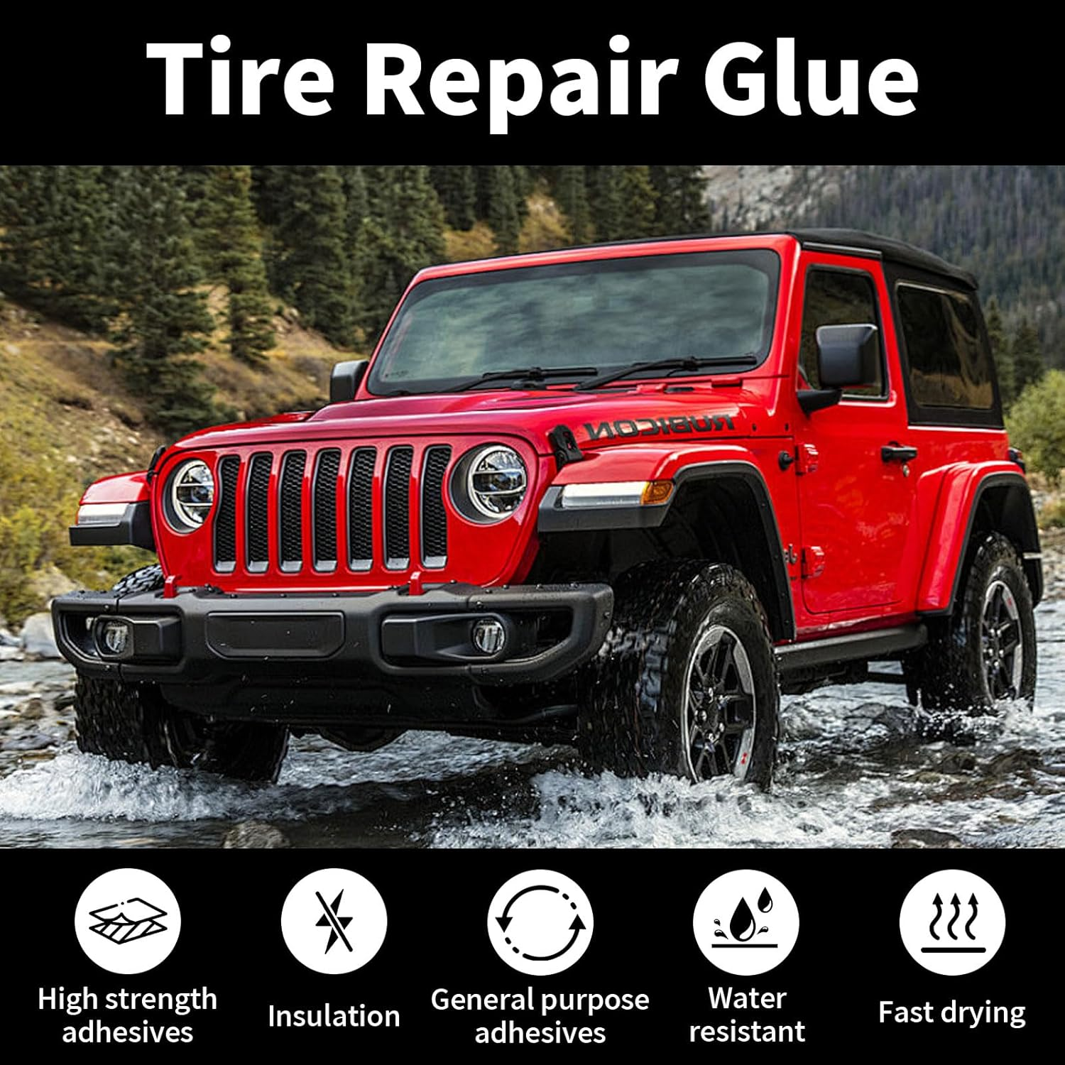 2Pcs Tire Repair Glue, Black Rubber Cement Tire Repair, Sidewall Tire Repair Kit, Equipped with 6 Tire Repair Nails, Suitable for Motorcycles, Off-Road Vehicles, Cars and Other Vehicle Models(1.69Oz) image number 2