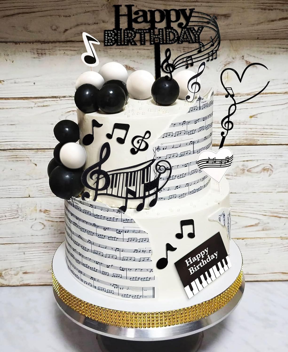 Jevenis Rock Music Cake Topper Guitar Cake Toppers Music Notes Balls Cake Decorations for Musician Birthday Party Rock Theme Party image number 3