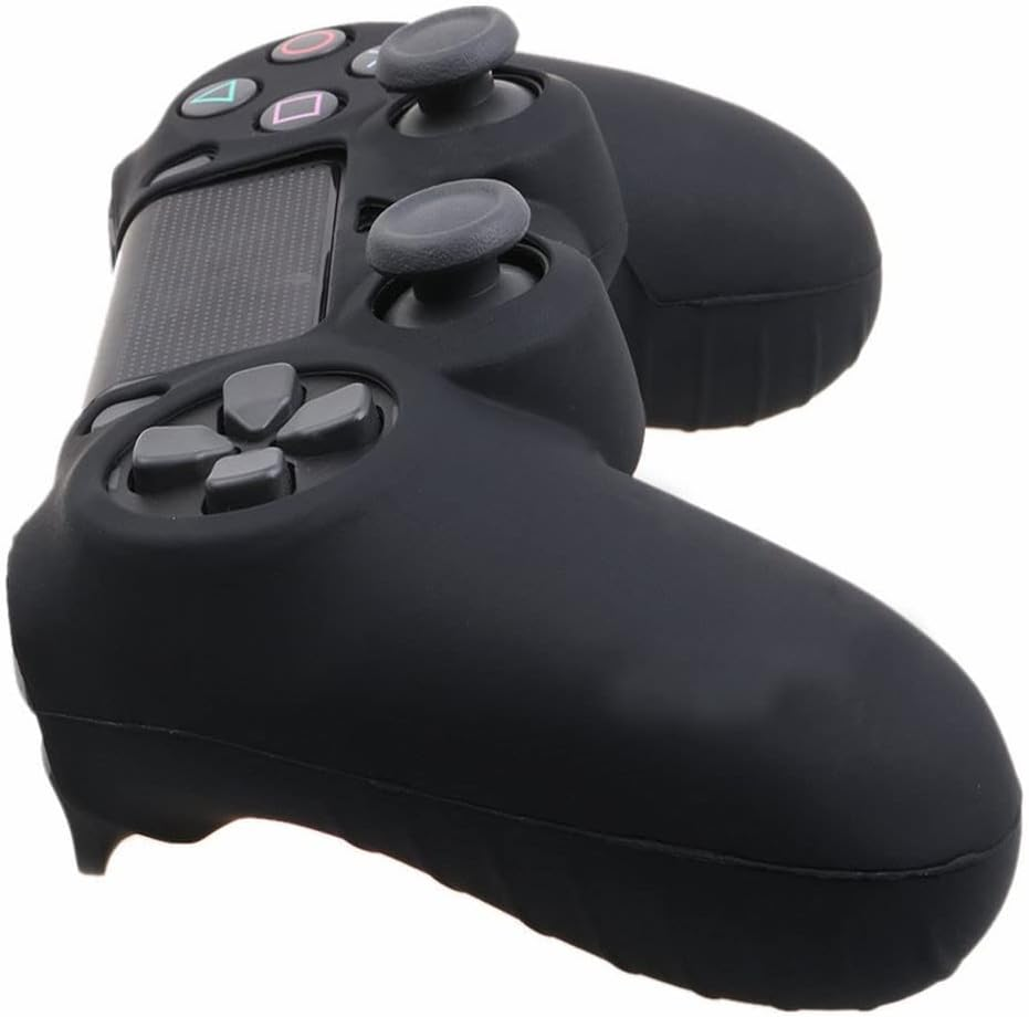 ZOMTOP Silicone PS4 Controller Case: a Second Skin for Your Gamepad - Soft, Anti-Slip, Shockproof - Original Color with Grips and Caps(Pink) - Black image number 3