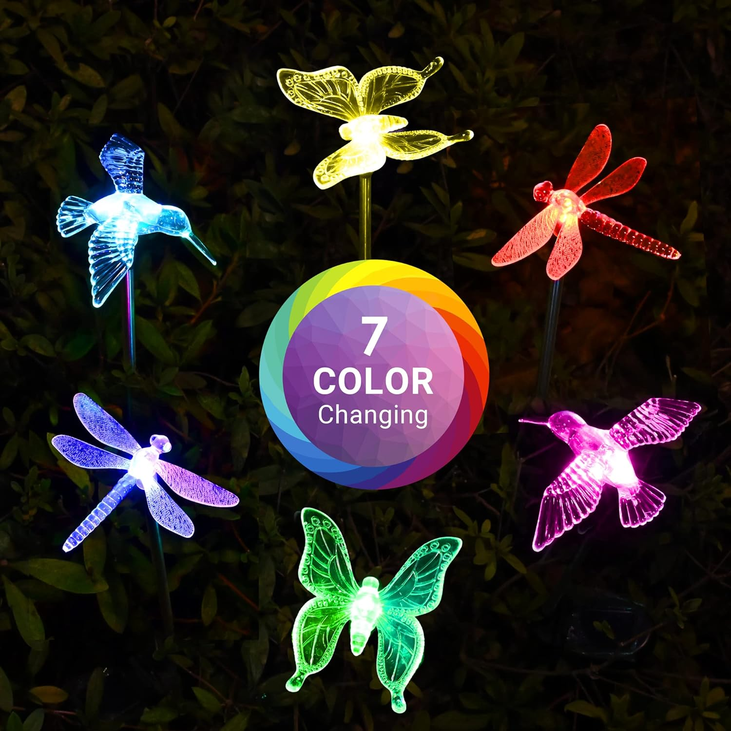 Solar Garden Lights, 3 Pack Solar Butterfly Lights Decoration, Outdoor Garden Decoration Color Changing LED, Outdoor Decorative for Pathway, Lawn, Patio, Driveway image number 6