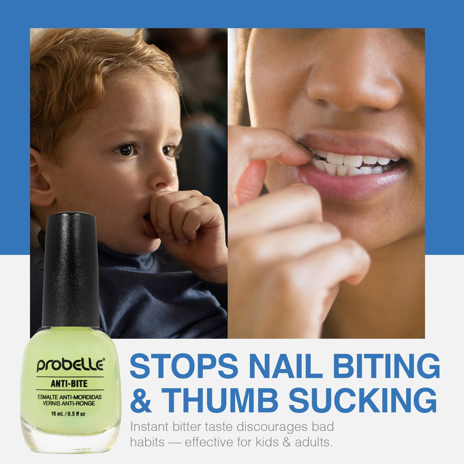 Probelle Anti-Bite &ndash; Nail Biting Treatment for Kids & Adults &ndash; No Bite Nail Polish, Thumb Guard & Thumb Sucking Stop - 9 FREE &ndash; 5 Fl Oz (15 Ml) image number 3