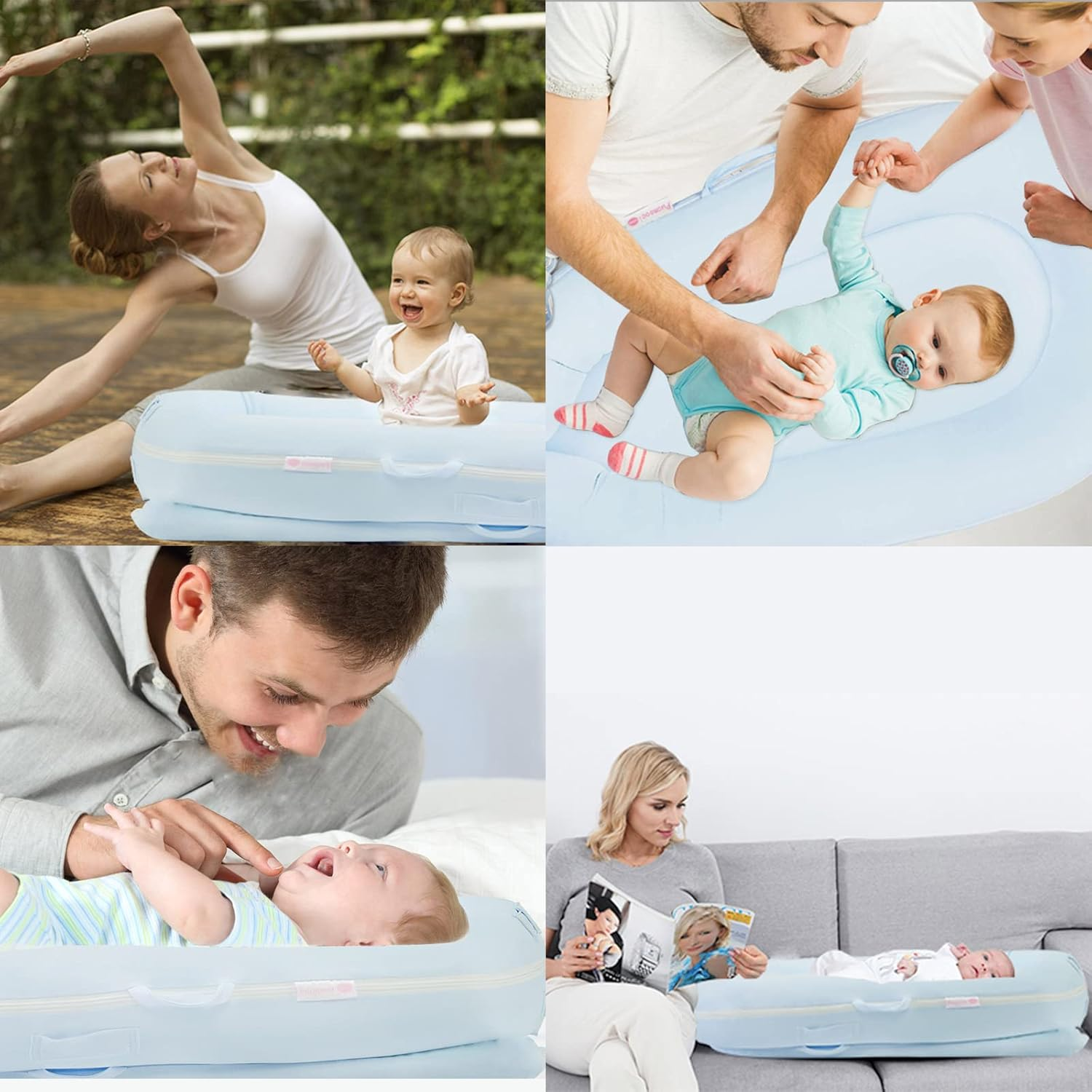 Organic Replacement Cover for Dockatot Deluxe+ Docks with Waterproof Pad Certified Organic Cotton Protects against Leaks Premium Quality Spare Cover (Cover Only) (Blue) image number 5