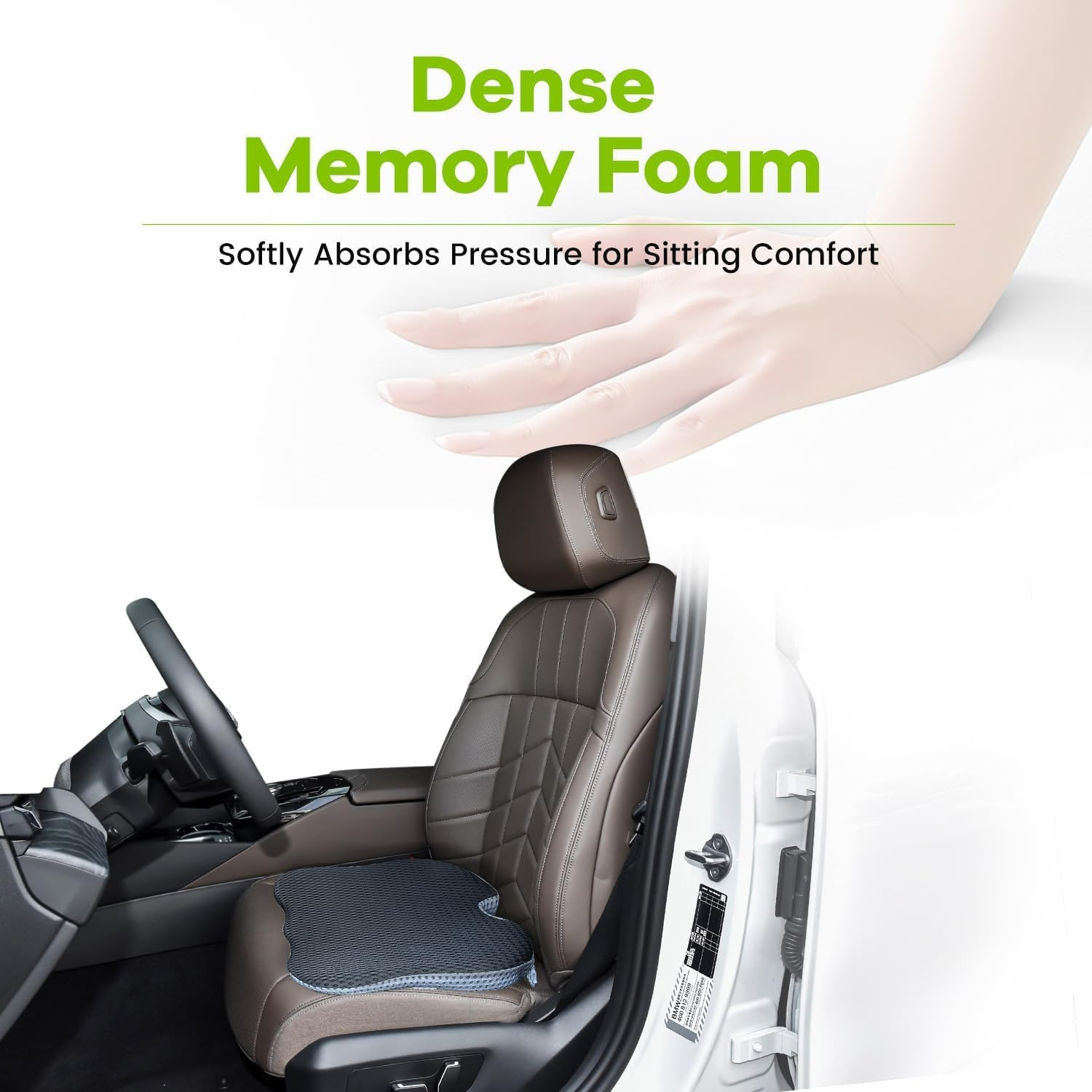 Glaais Soft Dense Memory Foam Car Seat Cushion for Driving - Seat Cushion for Car Seat Driver With, Provides Comfort for Lower Back & HIPS (Passenger Use Too) image number 1