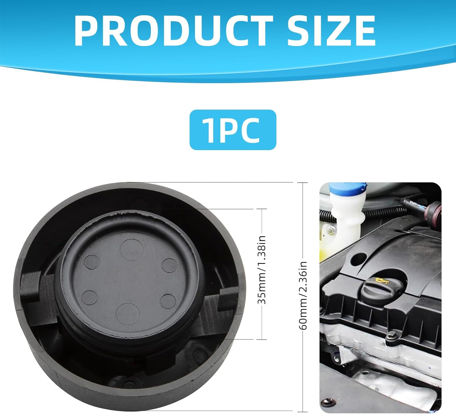 Engine Oil Filler Cap 9670015080, Fuel Tank Filler Cap Well Sealed Oil Cap Replacement Compatible with Ford 107 206 207 208 2008 307 308 Vivaro C B-Max Peugeot Citroen DS 207 208 301 308 508 C5 DS3 image number 5
