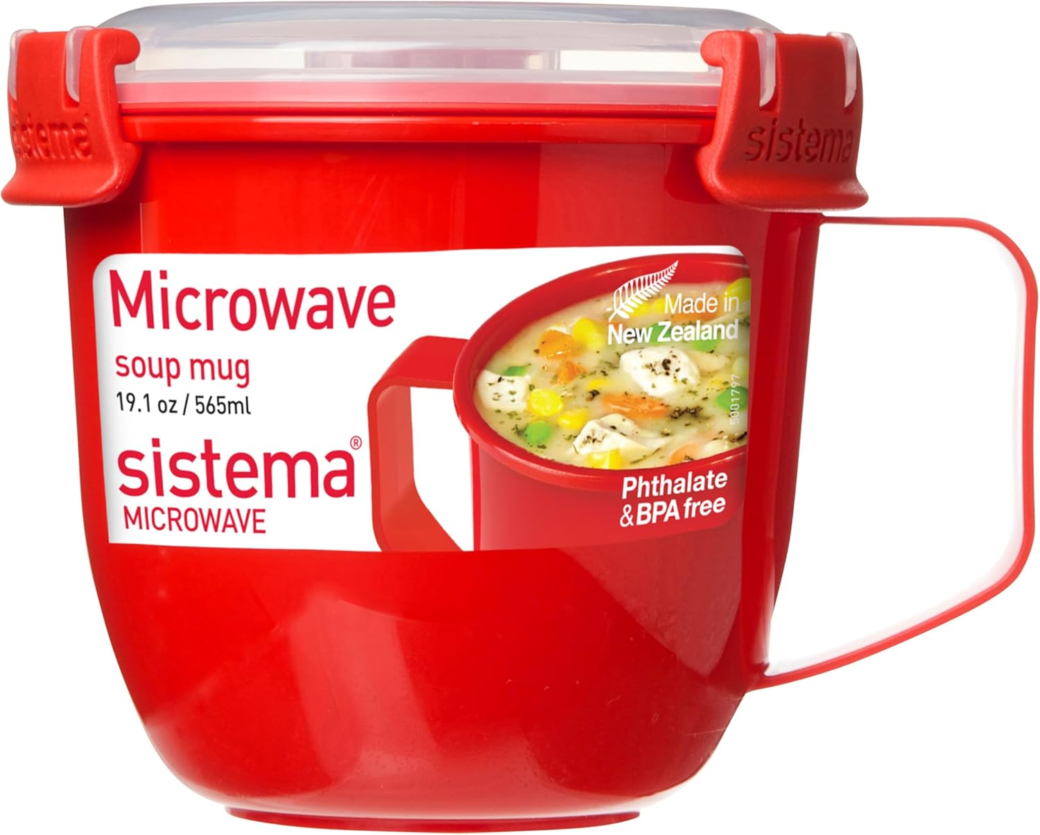 Sistema 1142 Small Microwave Cookware Soup Mug, 19.1 Oz, Red image number 2