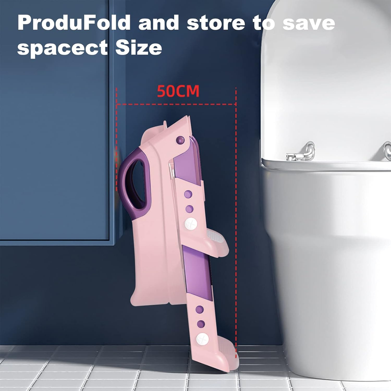 STEUGO Potty Training Seat with Step Stool Ladder,Potty Training Toilet for Kids Boys Girls,Toilet Training Potty Seat Sturdy Comfortable Built in Non-Slip Steps Soft Pad for Baby Boys Girls(Pink) image number 2