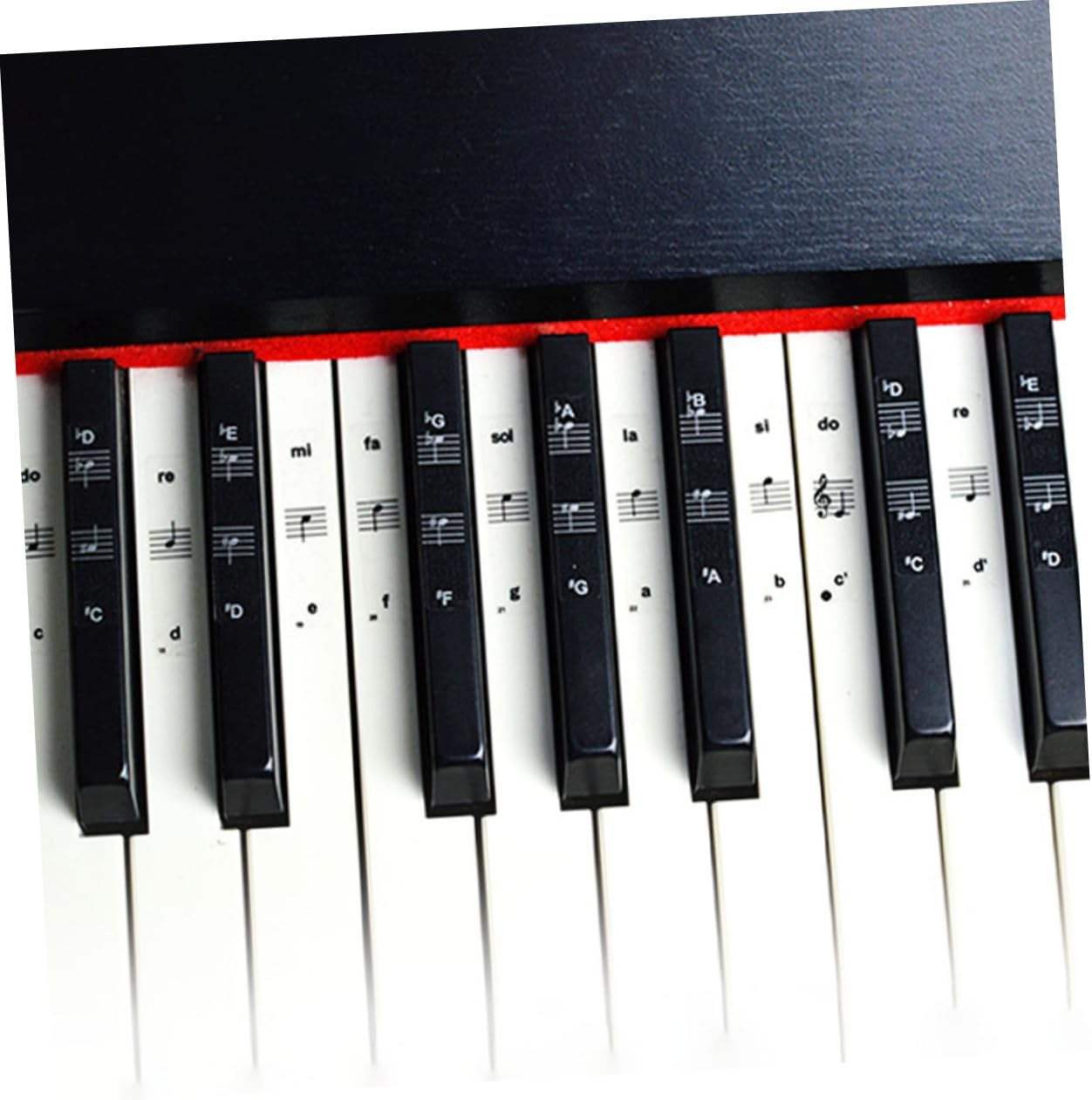 6Pcs Piano Keyboard Stickers Set 88/61/54 Keys Removable Letter Piano Decals for Beginners Colored and Black White Key Learning Labels for Keyboard Practice
