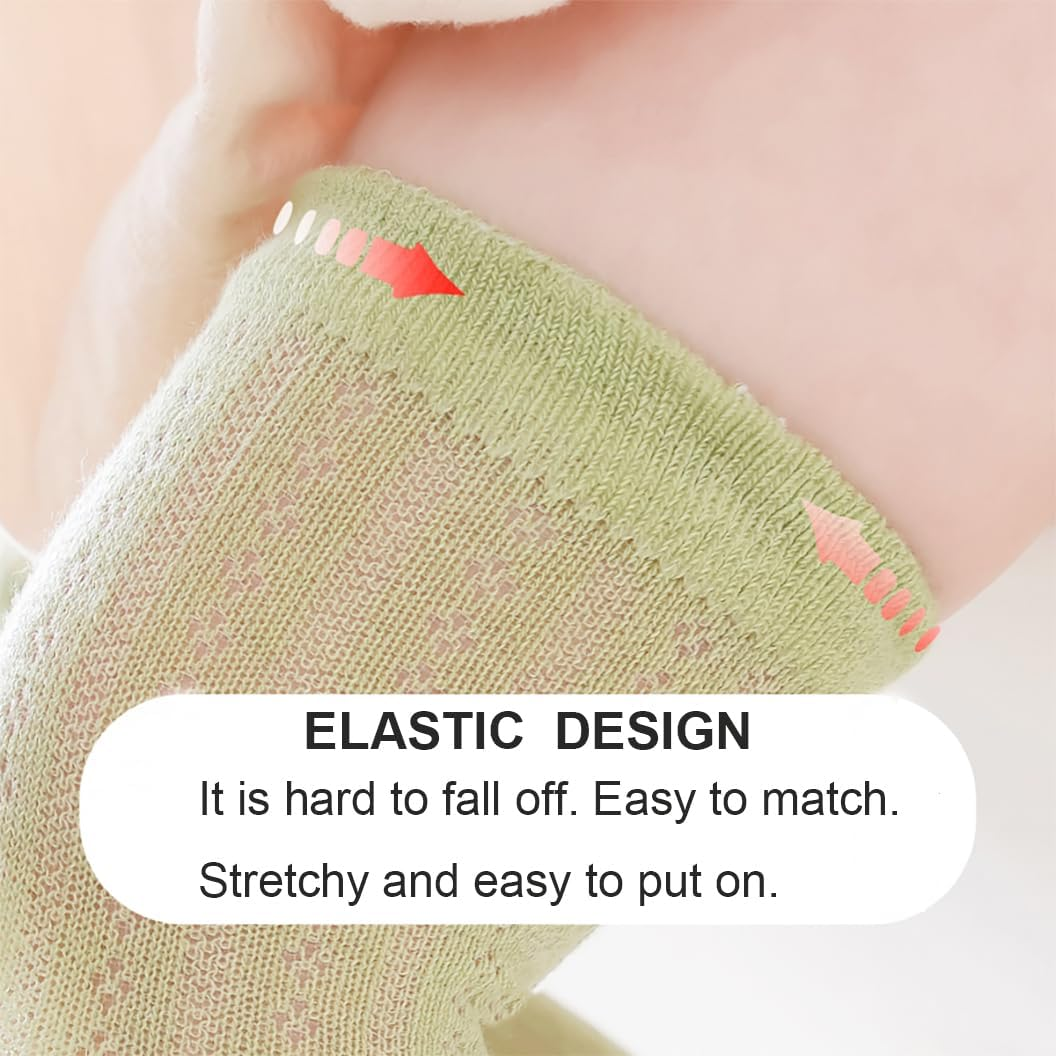 MOMSMENU Baby Girls Knee High Socks Newborn Mesh Cotton Suitable for 0-3 Years Infants Toddlers 5 Pairs