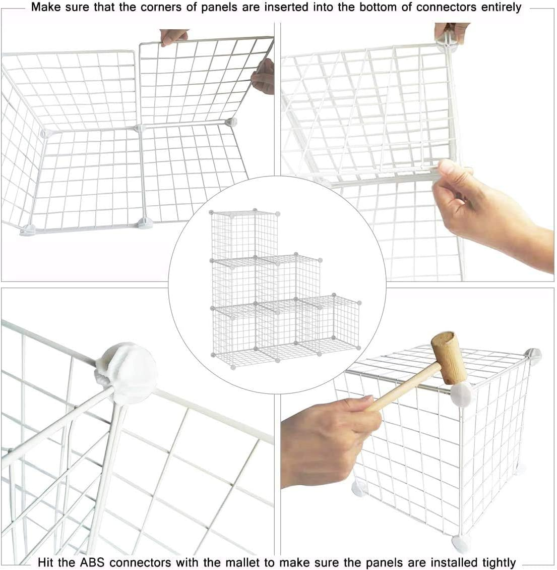 C&AHOME Wire Cube Storage, 6 - Cube Organizer Metal C Grids, Modular Shelves Units, Storage Bins Shelving, Closet Organizer, Ideal for Home, Office, Living Room, 36.6&rdquo;L X 12.4&rdquo;W X 36.6&rdquo;H White image number 6