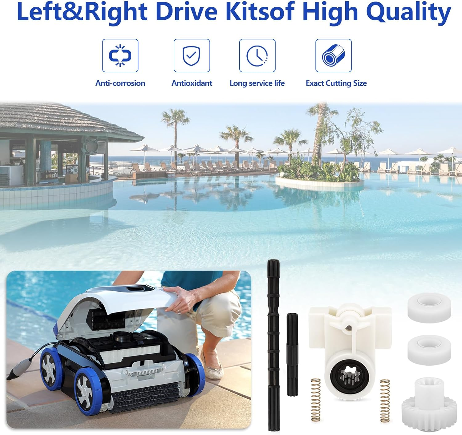 360289 Left Drive Kit & 360290 Right Drive Kit Pool Cleaner Bearings Tune up Kit for Pentair Kreepy Krauly Rebel & Kreepy Krauly Warrior Pool Automatic Suction Cleaners/Vacuum Drive Axle Assembly image number 3