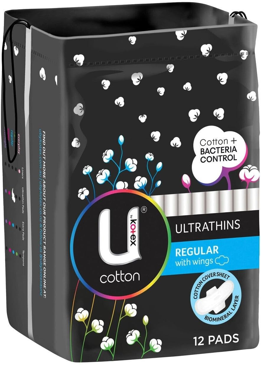 U by Kotex Cotton Ultrathin Pads Regular 12 Pack image number 5