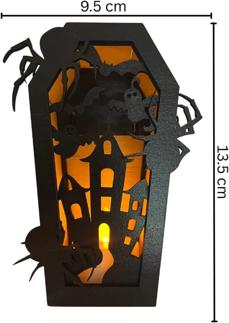 Haunted House Black Coffin Candle Holder &ndash; Halloween D&eacute;cor &ndash; DIY Flat Pack Wooden Kit &ndash; Spooky Home Decoration by Wolfborn Studio image number 3