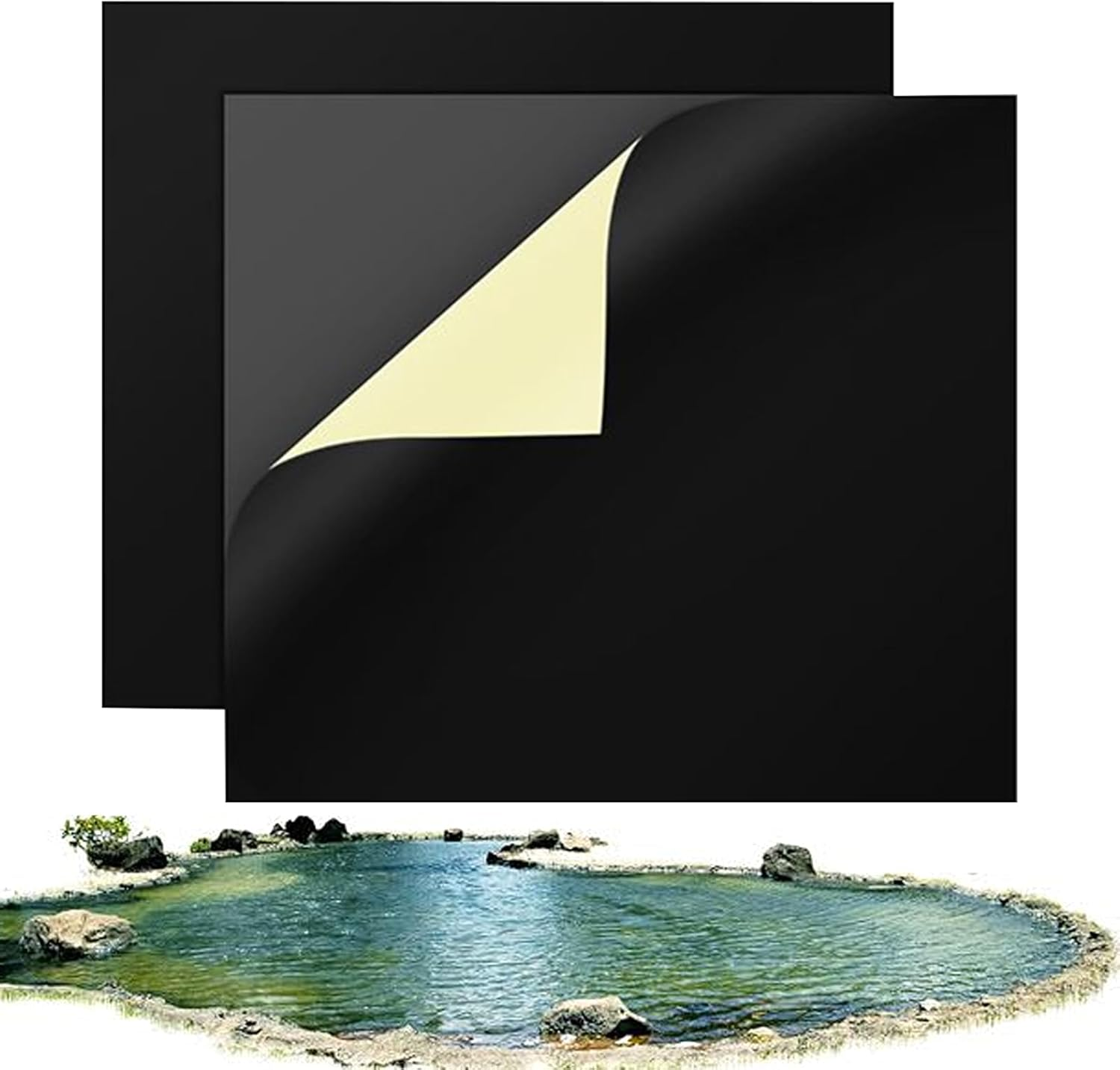 Pond Liner Tape | 2 Pieces Pool Patch Repair Kit,8X8 Inches Waterproof Leak-Proof Sealant Weatherproof for Deck Pipe Swimming Pool Roof Fountain Furniture Tent Gutter image number 4