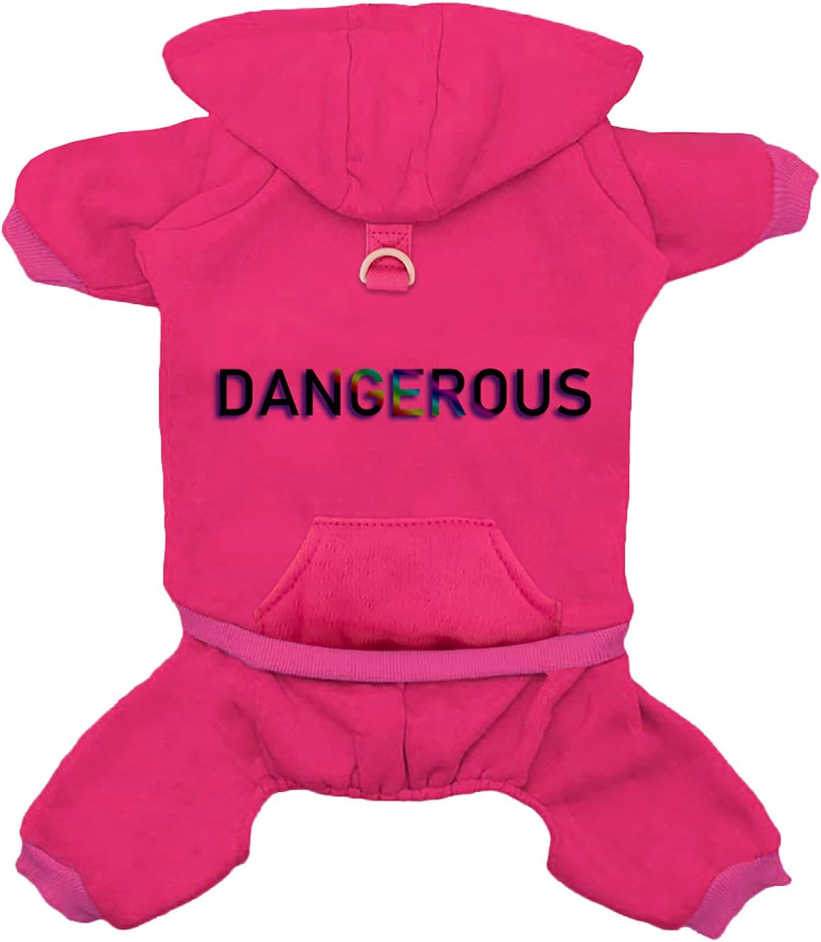 Izefia Dog Hoodie Clothes with Pocket 4 Legs Jumpsuit Fleece Sweater Winter Sweat Shirt Warm Cotton Hoodies for Small Dog Medium Large Cat Magenta S