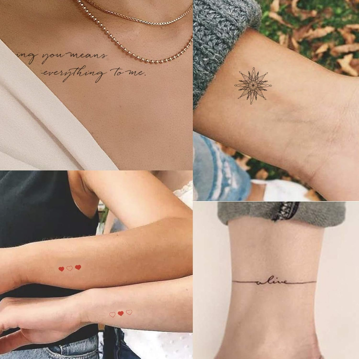 Everjoy Bohemian-Inspired Realistic Temporary Tattoos for Women and Men - Waterproof, Long-Lasting, and Meaningful Tattoo Designs Including Butterfly, Moon, Sun, Love, Letters and Words image number 5