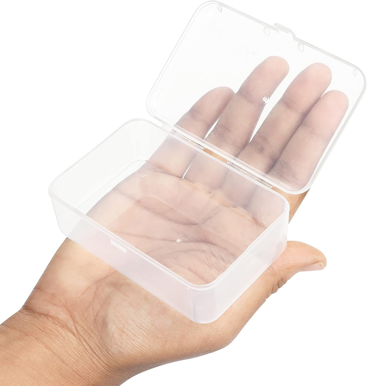 Party Monkeys Small Clear Plastic Storage Box Containers with Hinged Lid (12 Pack) - L9 X W6 X H3.3Cm / 3.54 X 2.36 X 1.3 Inches - Mini Boxes for Pills, Beads, Jewellery & Craft Items image number 5