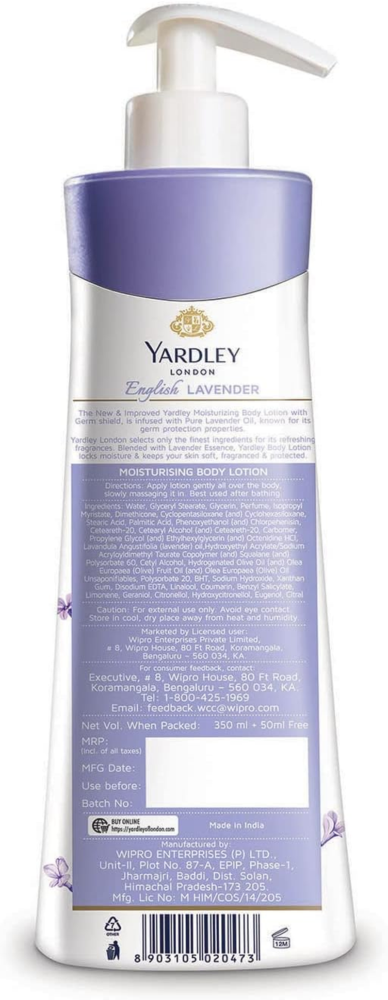 Yardley London - English Lavender Moisturizing Body Lotion, 400Ml image number 3