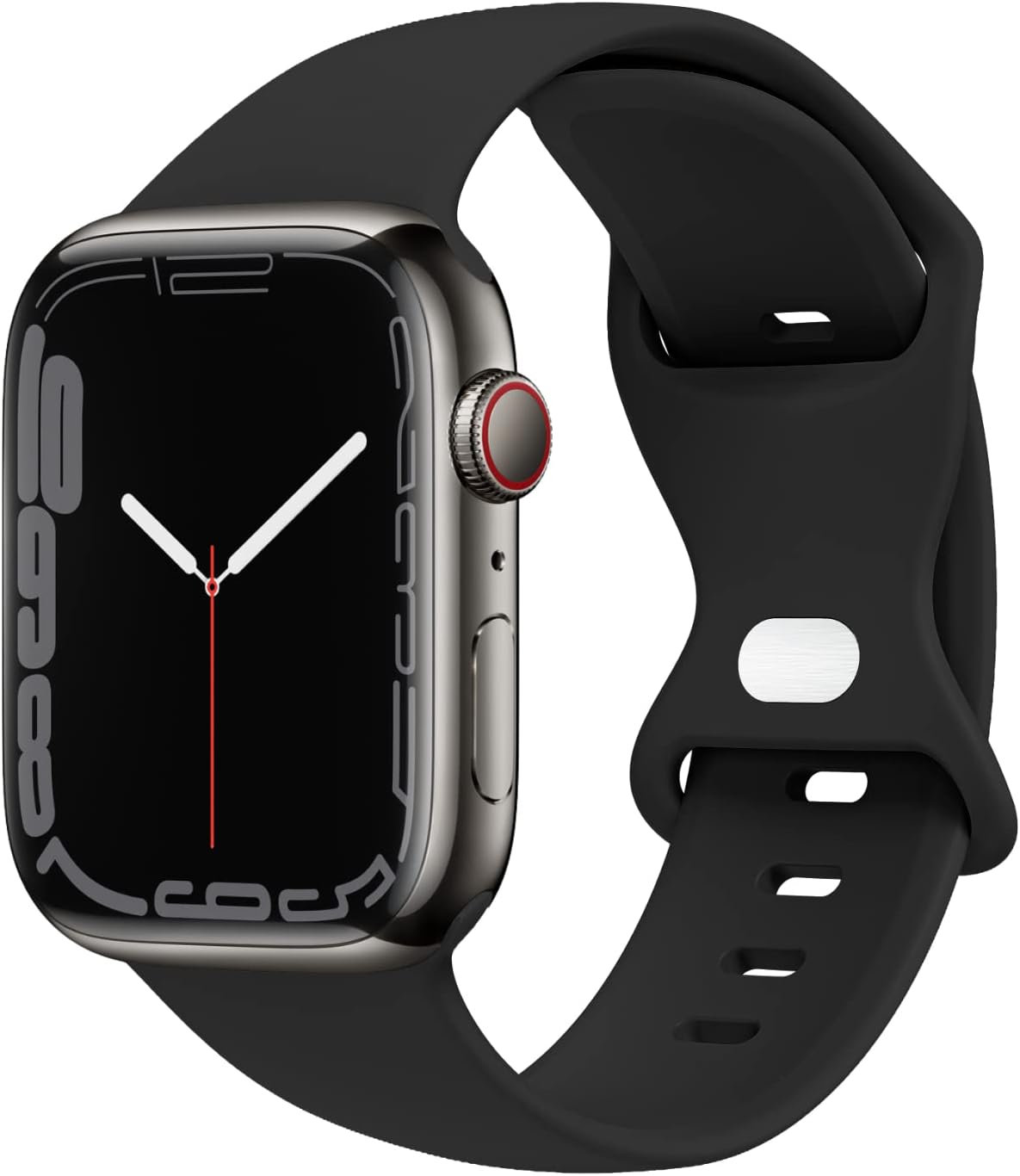 Compatible with Apple Watch Band 38Mm 40Mm 41Mm 42Mm 44Mm 45Mm 49Mm S/M M/L for Women/Men Waterproof Soft Silicone Replacement Strap Accessories for Iwatch Bands Ultra 2/Ultra Series 9/8/7/6/5/4/3/2/1 SE (Black, 38/40/41Mm S/M)