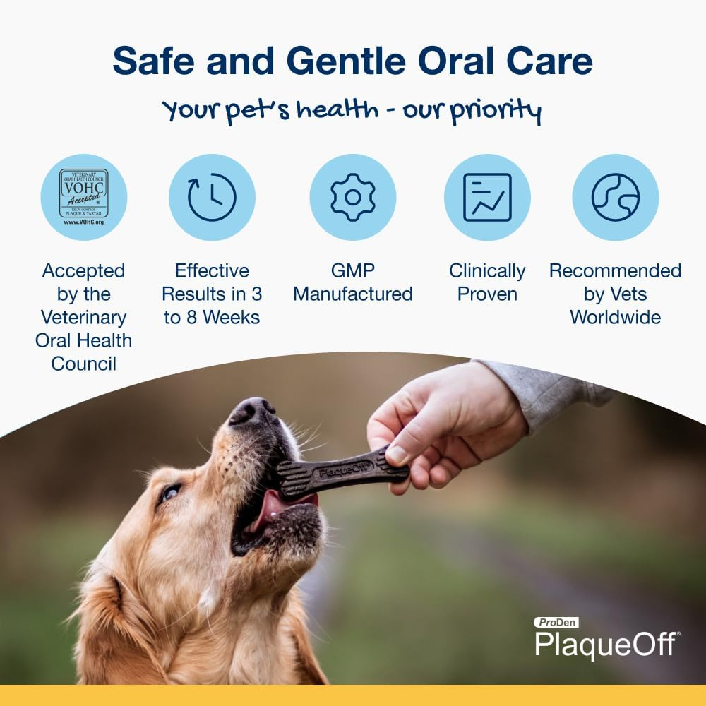 Proden Plaqueoff 100% Natural Scaler and Bad Breath Eliminator for Dogs - 60G Dental Powder with 13 Vegetarian Bones - Healthy Teeth and Fresh Breath Pack image number 1