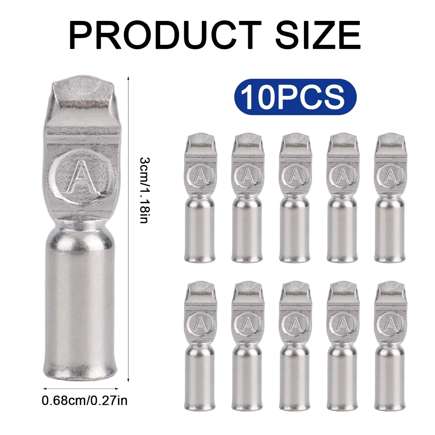 10Pcs Battery Quick Connect Terminal Pins, Replacement Terminal Pins for 50A 6-12 AWG Battery Quick Connect/Disconnect Connector Wire Harness Plug Towing Winch Systems Accessories image number 3