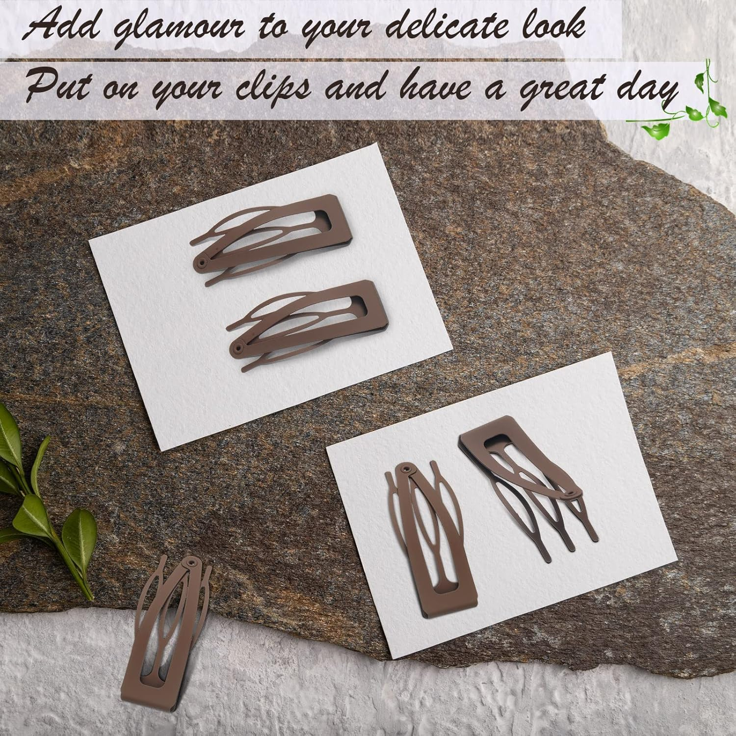 Chinco 24 Pcs Double Grip Hair Clips Metal Snap Hair Clips Barrettes Accessories 2 Inch Brown for Women Salon Supplies Accessories image number 3