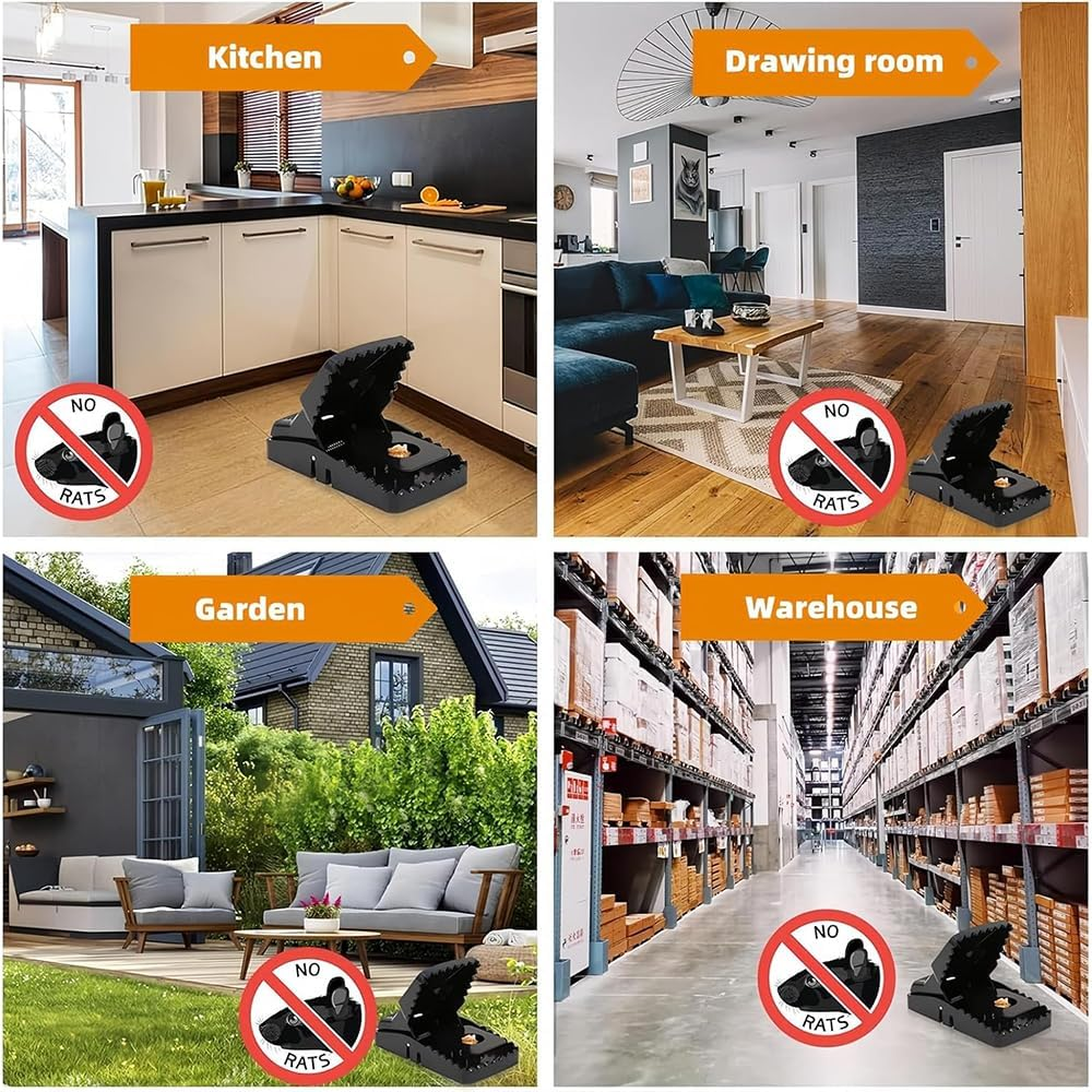 MTSDM 6 Pack Rodent Trap, 5.6 Inch Rat Traps for House Indoor Outdoor, Easy to Set Reusable Mouse Traps, Instant Kill Pest Control Double Spring Traps for Family Mouse Mice Rat Chipmunk Pest Control image number 5