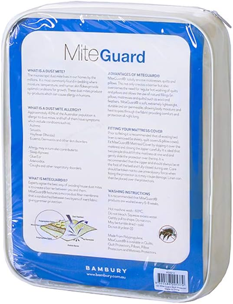 Bambury Mite-Guard Mattress Protector, King Single &ndash; Dust Mite Mattress Protector, Zippered Mattress Encasement, Durable & Lightweight Mattress Cover &ndash; Compatible with King Single Bed Mattress image number 1