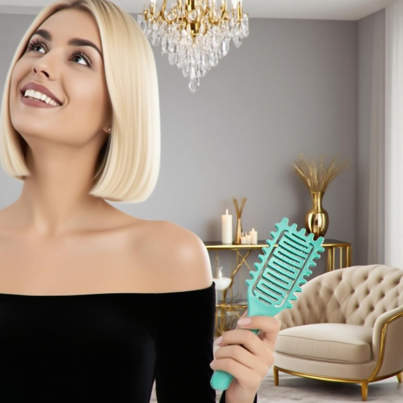 Curl Defining Brush for Curly Hair, Vented Hair Brush, Define Styling Brush for Curly Hair, Shaping and Defining Curls for Women,Reduces Pulling and Separation (Green) image number 4