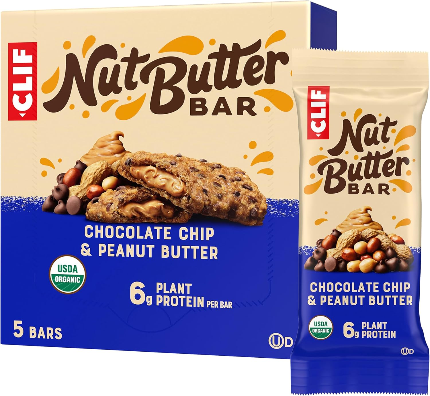 CLIF Nut Butter Bar - Chocolate Chip & Peanut Butter - Filled Energy Bars - Non-Gmo - USDA Organic - 7G Plant-Based Protein - Flavoured Naturally - 50G. (5 Pack) image number 2